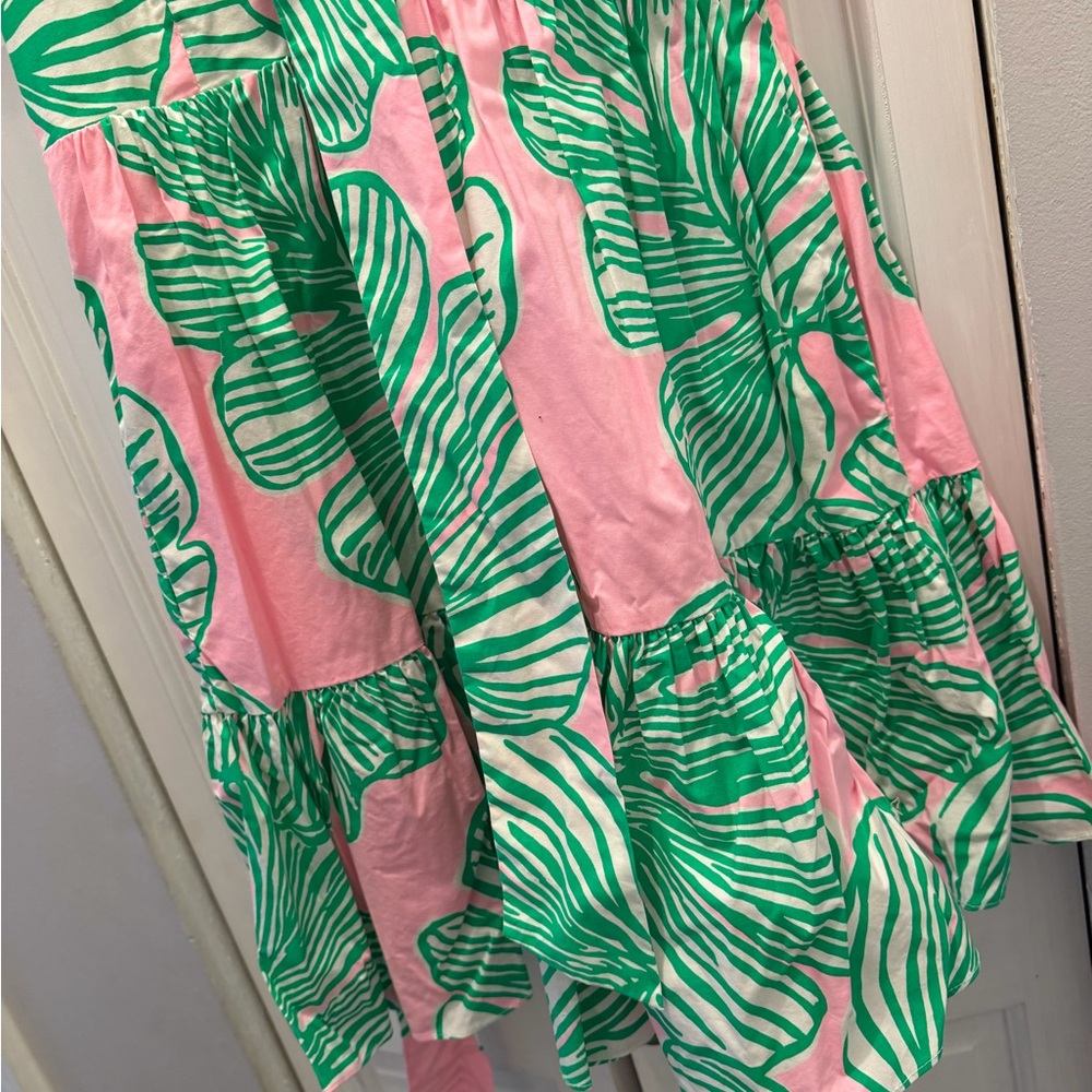 LILLY PULITZER TRISHA STRETCH SHIRTDRESS SIZE 8 WHO LET THE FRONDS OUT EXCELLENT - Picture 4 of 14